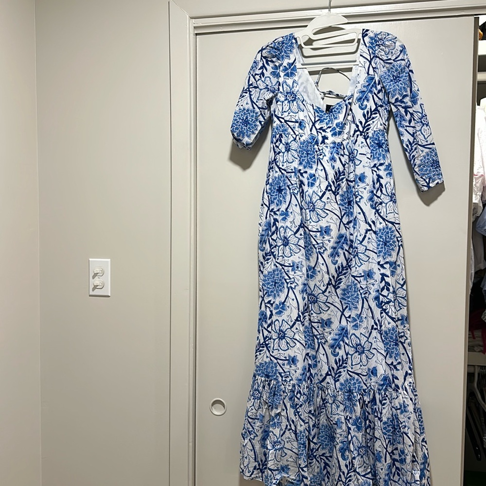 Blue and white floral dress